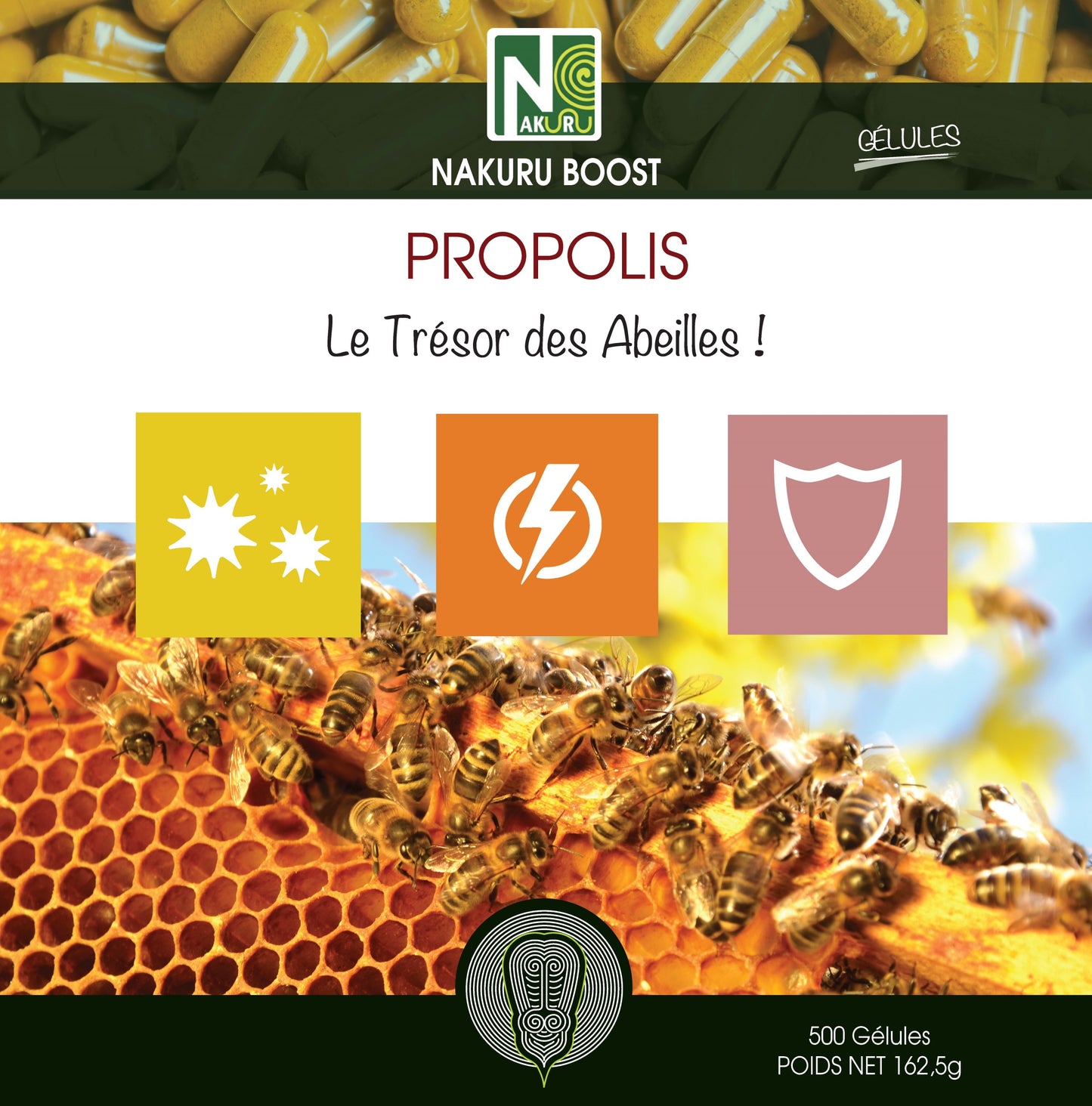 Propolis | 500 Gélules |Gamme Boost | Fabriqué en France | "Le Trésor des Abeilles !"