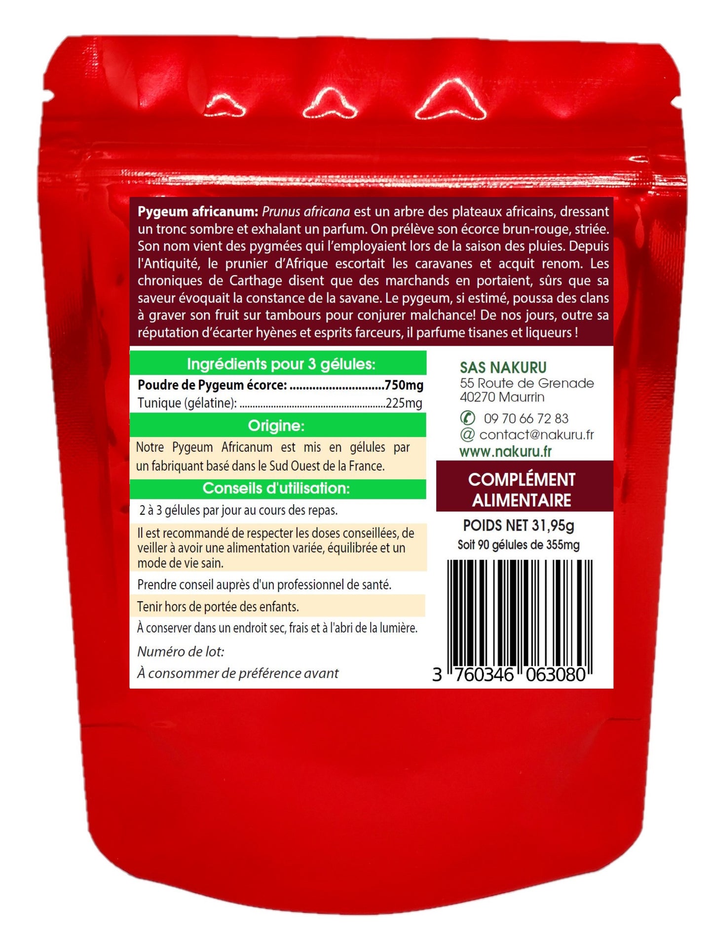 Pygeum Africanum | 90 Gélules | Gamme Power | Fabriqué en France | "L' Écorce du Patriarche !"