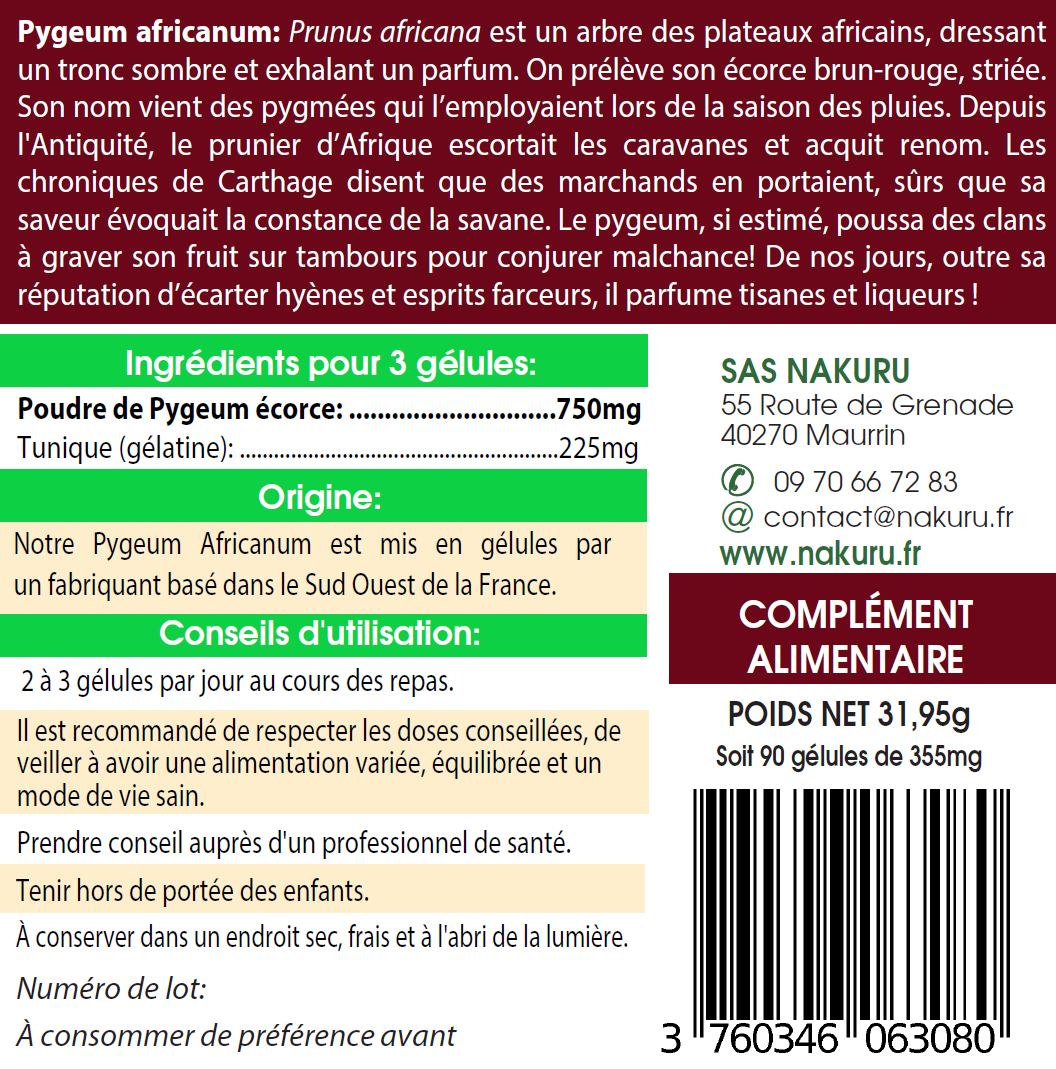 Pygeum Africanum | 90 Gélules | Gamme Power | Fabriqué en France | "L' Écorce du Patriarche !"