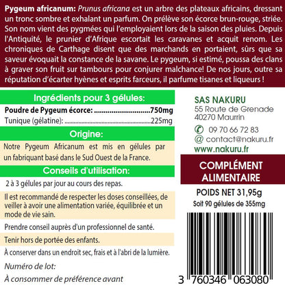 Pygeum Africanum | 90 Gélules | Gamme Power | Fabriqué en France | "L' Écorce du Patriarche !"