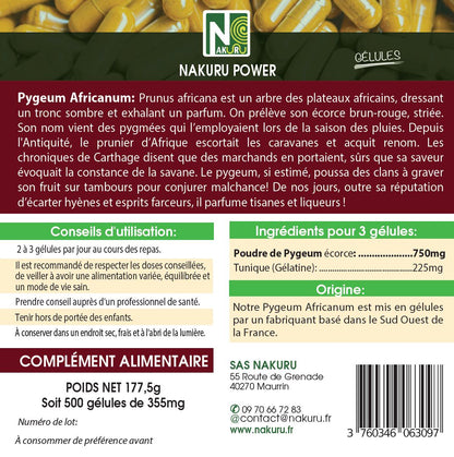 Pygeum Africanum | 500 Gélules | Gamme Power | Fabriqué en France | "L' Écorce du Patriarche !"