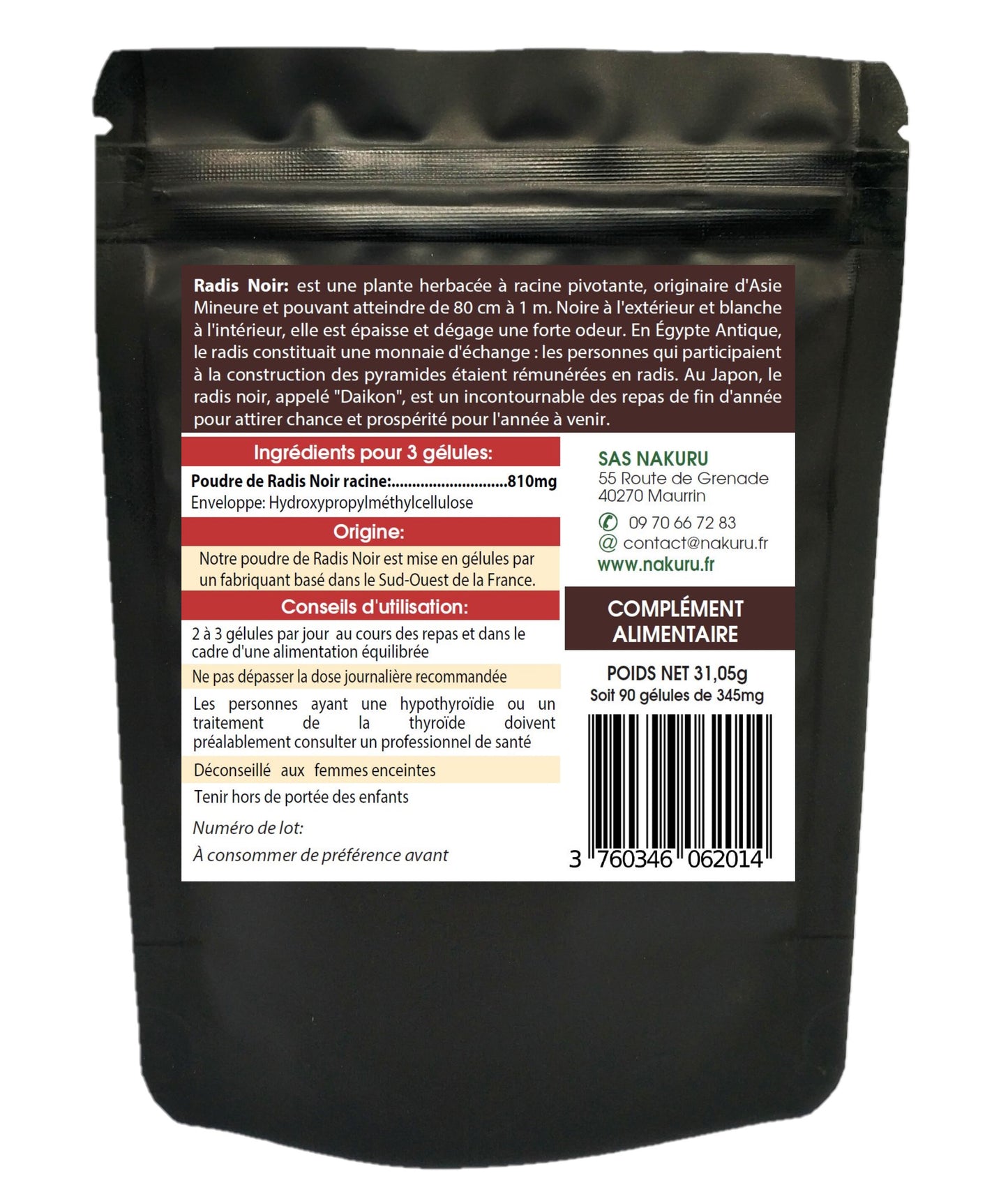 Radis Noir | 90 Gélules Végétales | Gamme Power | Fabriqué en France | "La Force Obscure!"