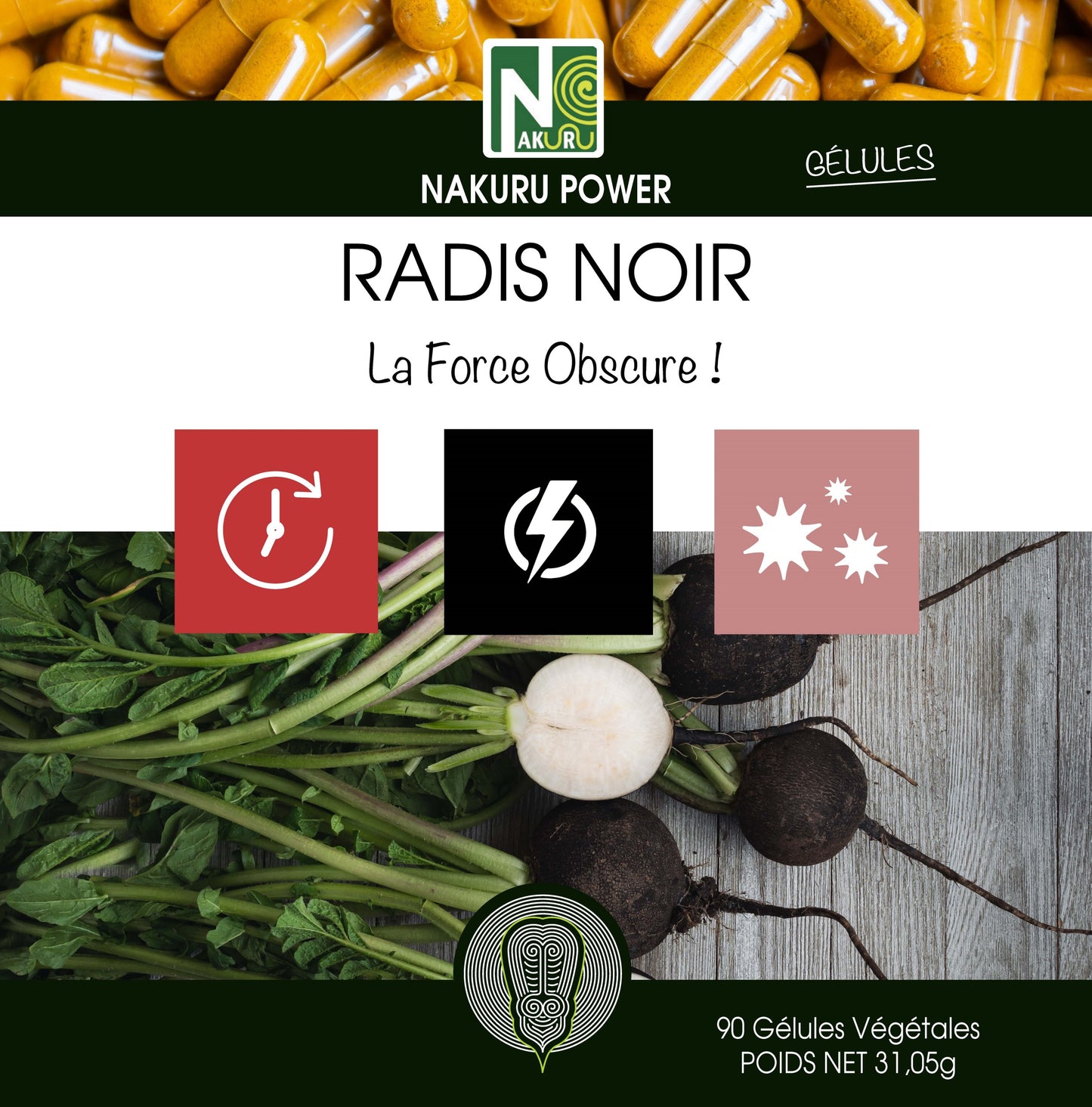 Radis Noir | 90 Gélules Végétales | Gamme Power | Fabriqué en France | "La Force Obscure!"