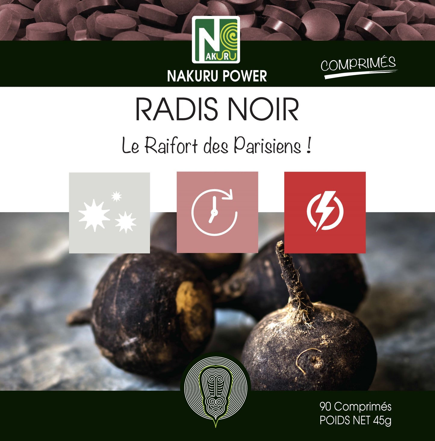 Radis Noir | 90 Comprimés | Gamme Power | Fabriqué en France | "Le Raifort des Parisiens!"