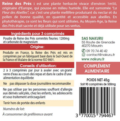 Reine des Prés | 90 Comprimés | Gamme Relax | Fabriqué en France | "La Fleur des Abeilles!"