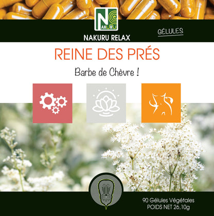 Reine des Prés | 90 Gélules Végétales |  Gamme Relax | Fabriqué en France | "Barbe de Chèvre!"