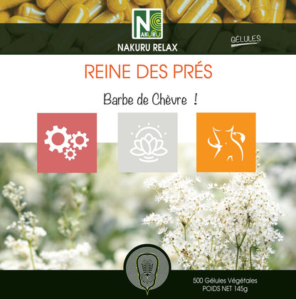 Reine des Prés | 500 Gélules Végétales |  Gamme Relax | Fabriqué en France | "Barbe de Chèvre!"