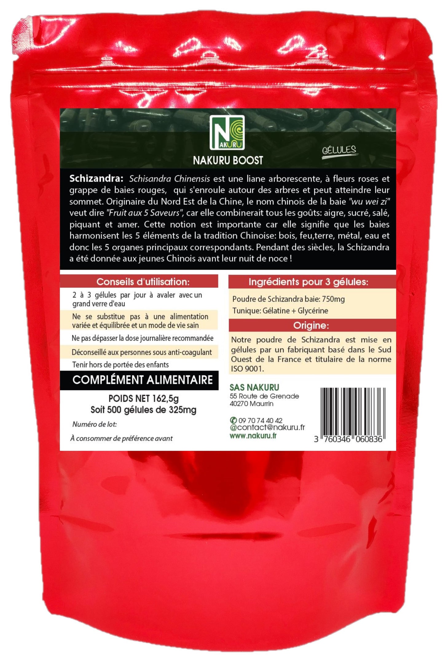 Schizandra | 500 Gélules | Gamme Boost | Fabriqué en France | "Le Fruit aux 5 Saveurs !"