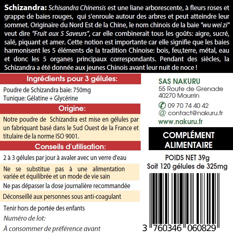 Schizandra | 120 Gélules | Gamme Boost | Fabriqué en France | "Le Fruit aux 5 Saveurs !"