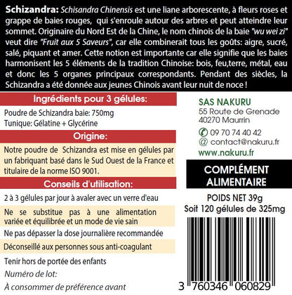 Schizandra | 120 Gélules | Gamme Boost | Fabriqué en France | "Le Fruit aux 5 Saveurs !"