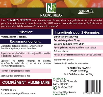 Sérénité Gummies | 360 Gummies / 180 Jours | Gamme Relax | Saveur: Abricot + Fleur d'Oranger |Fabriqué en France | "Griffonia + Coquelicot + Vitamine B6 !"