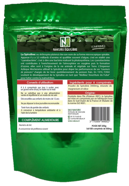 Spiruline | 500 Comprimés | Gamme Équilibre | Fabriqué en France | "Votre Harmonie au Naturel!"