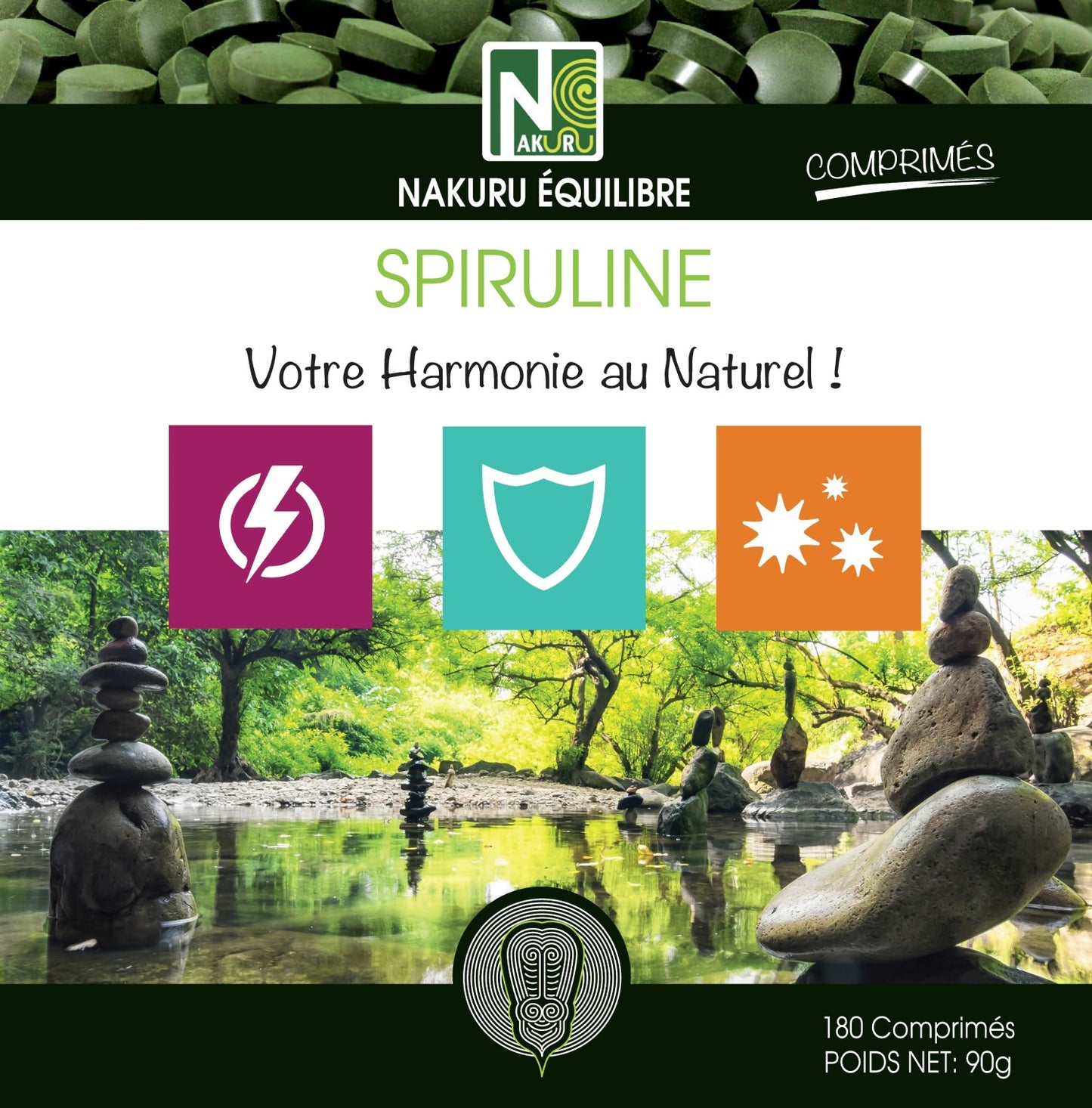 Spiruline | 180 Comprimés | Gamme Équilibre | Fabriqué en France | "Votre Harmonie au Naturel!"