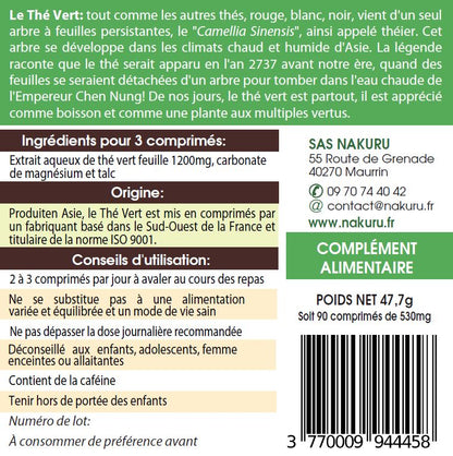 Thé Vert | 90 Comprimés |Gamme Boost | Fabriqué en France | "L'Élixir de Vie!"