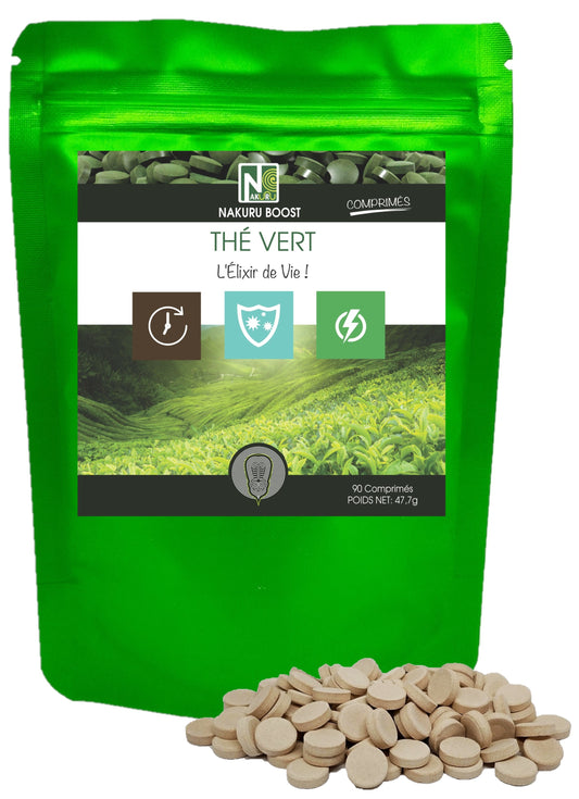 Thé Vert | 90 Comprimés |Gamme Boost | Fabriqué en France | "L'Élixir de Vie!"