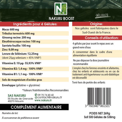 Tribulus + Maca | 500 Gélules | Gamme Boost | Fabriqué en France | "L'Alliance Stimulante !"