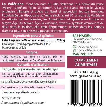 Valériane | 90 Gélules Végétales | Gamme Relax | Fabriqué en France | "L'Herbe de Saint-Georges!"