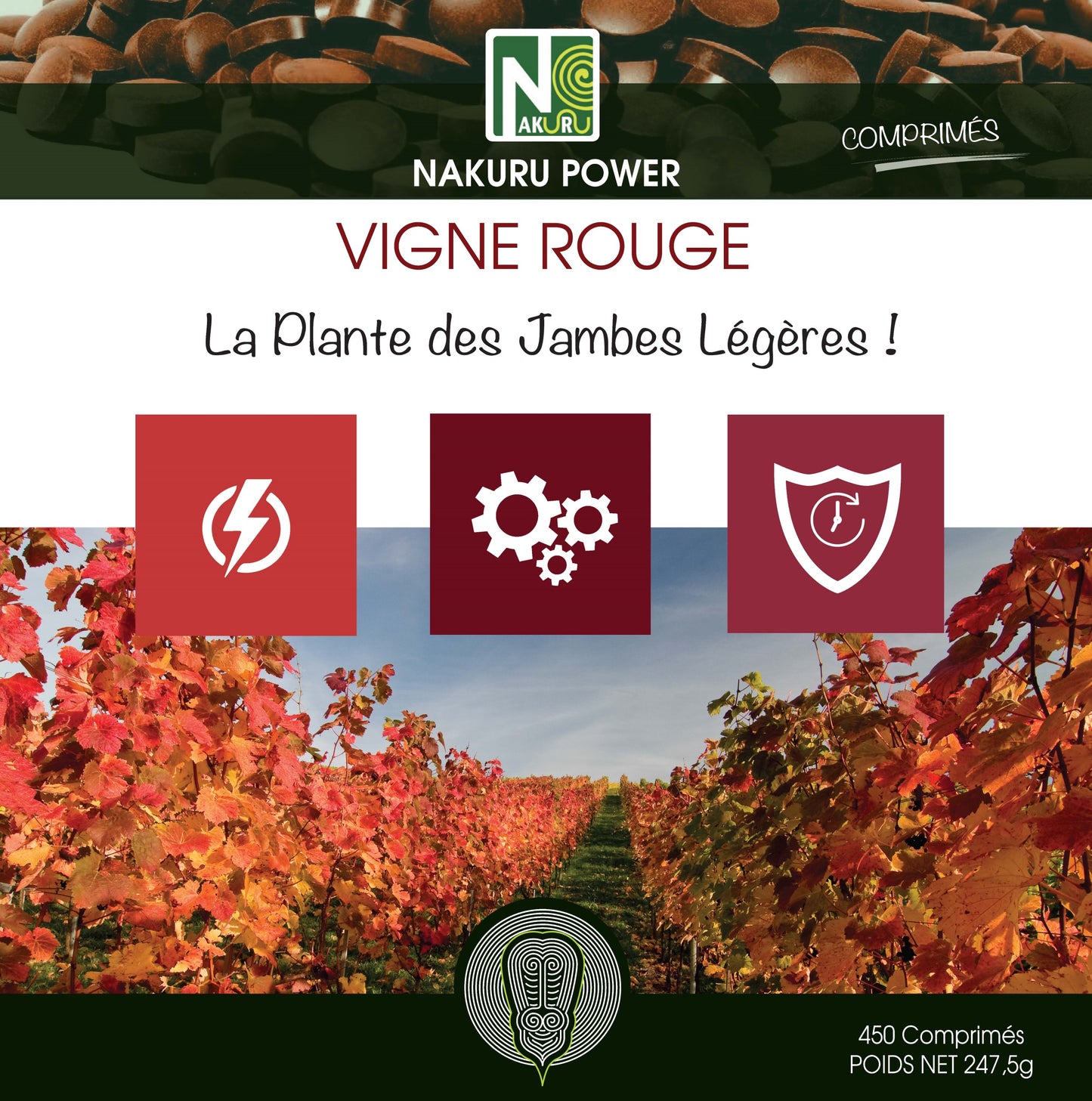 Vigne Rouge | 450 Comprimés |Gamme Power | Fabriqué en France | "La Plante des Jambes Légères!"