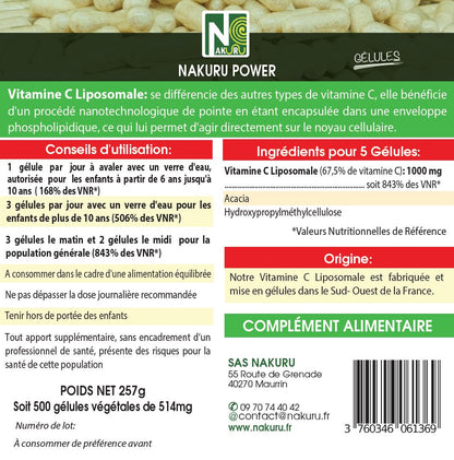 Vitamine C Liposomale | 90 Gélules Végétales | Gamme Power | Fabriqué en France | "La Révolution Nanotechnologique !"