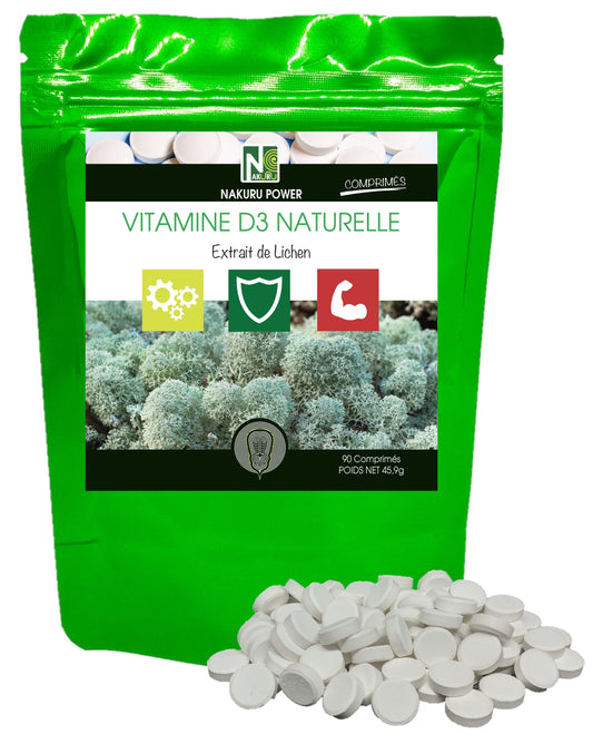Vitamine D3 Naturelle 2000 UI | 90 Comprimés | Extrait de Lichen | Gamme Power | Fabriqué en France