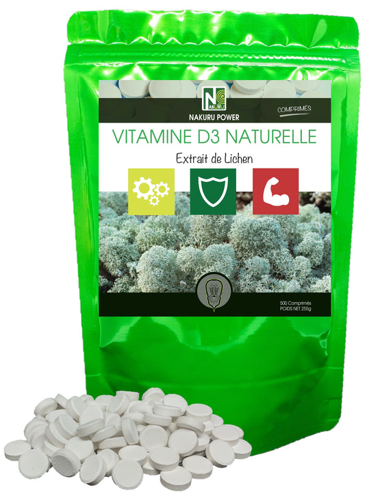 Vitamine D3 Naturelle 2000 UI | 500 Comprimés | Extrait de Lichen | Gamme Power | Fabriqué en France