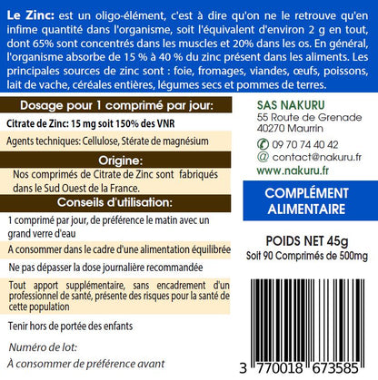 Citrate de Zinc | 90 Comprimés| Gamme Power | Fabriqué en France | "Le Super Oligo-Élément!"