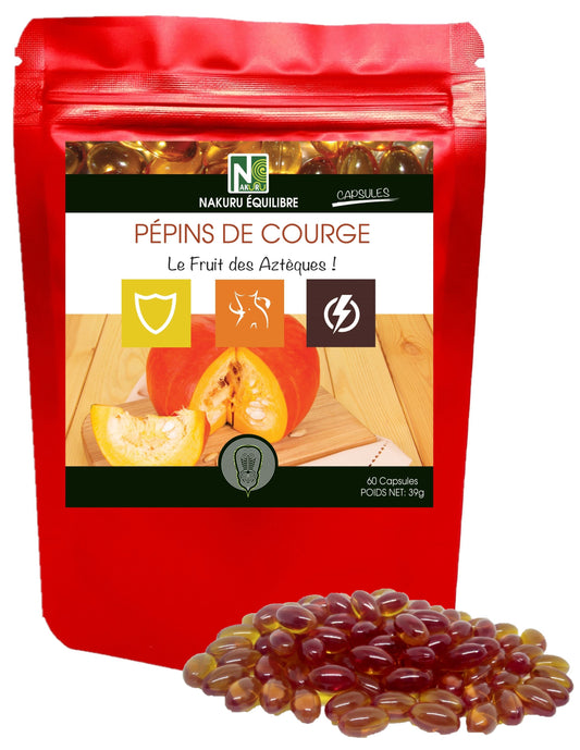 Pépins de Courge | 60 Capsules | Gamme Équilibre | Fabriqué en France | "Le Fruit des Aztèques !"