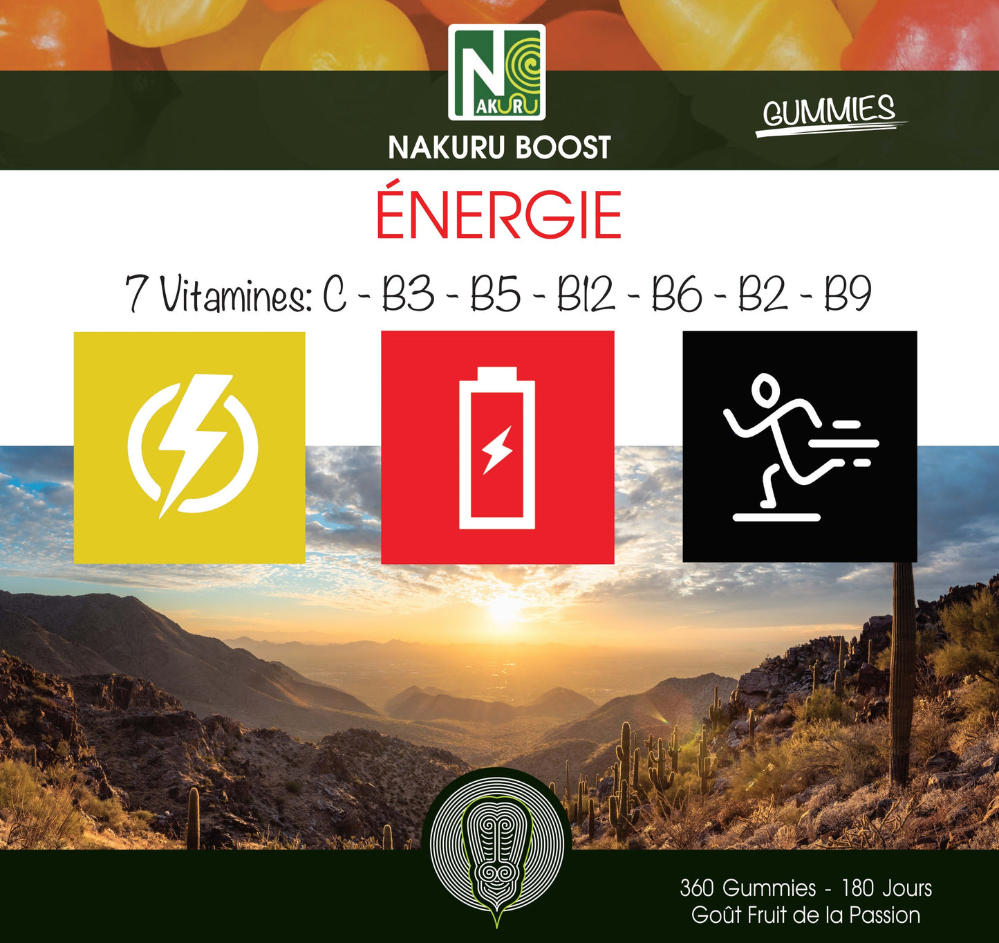 Energie Gummies | 360 Gummies / 180 Jours | Gamme Boost | Saveur: Fruit de la Passion |Fabriqué en France | "7 Vitamines: C-B3-B5-B12-B6-B2-B9 !"
