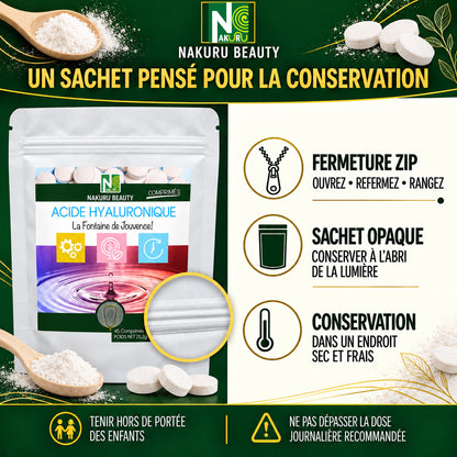 NAKURU Acide Hyaluronique — 45 comprimés — Conservation