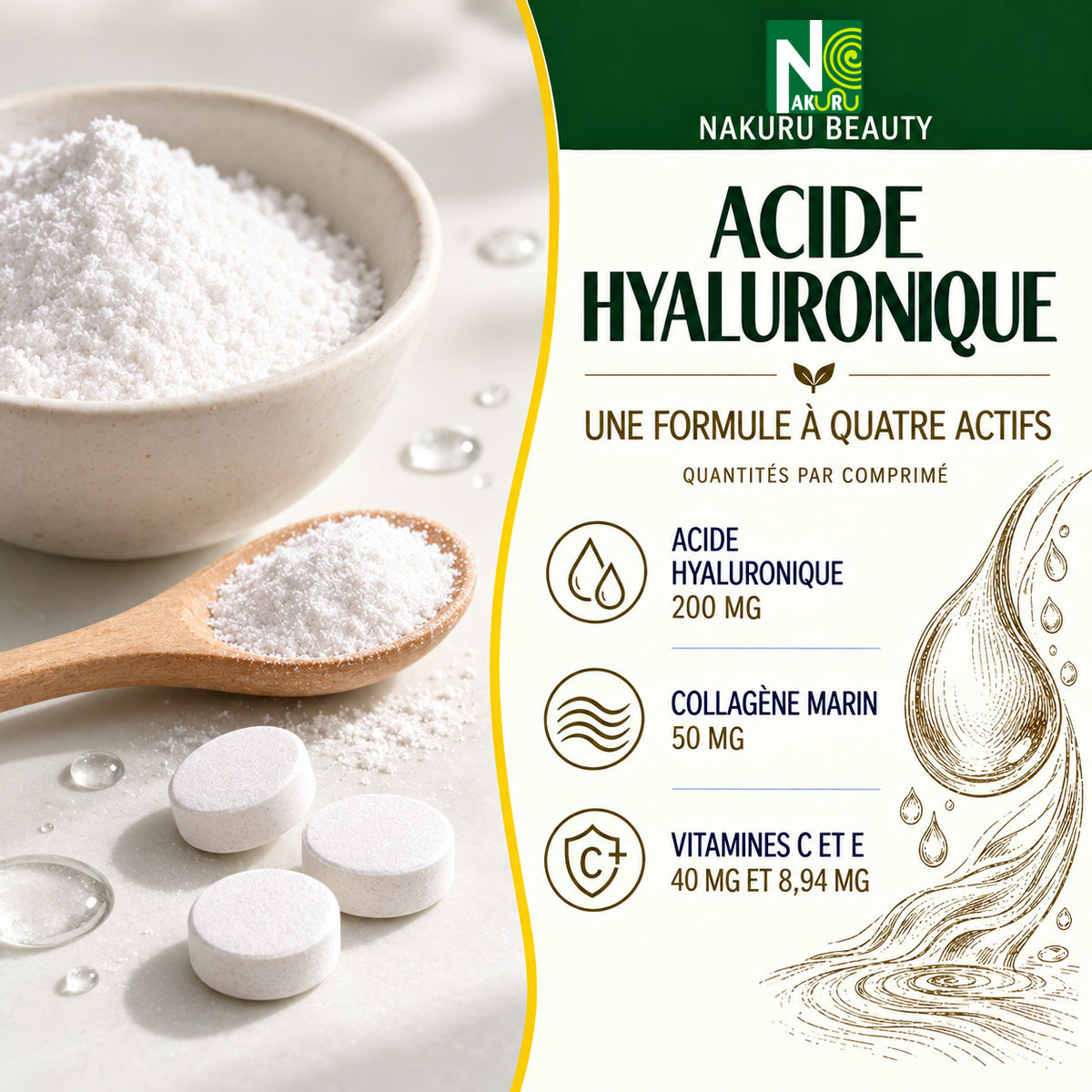 NAKURU Acide Hyaluronique — 45 comprimés — Présentation