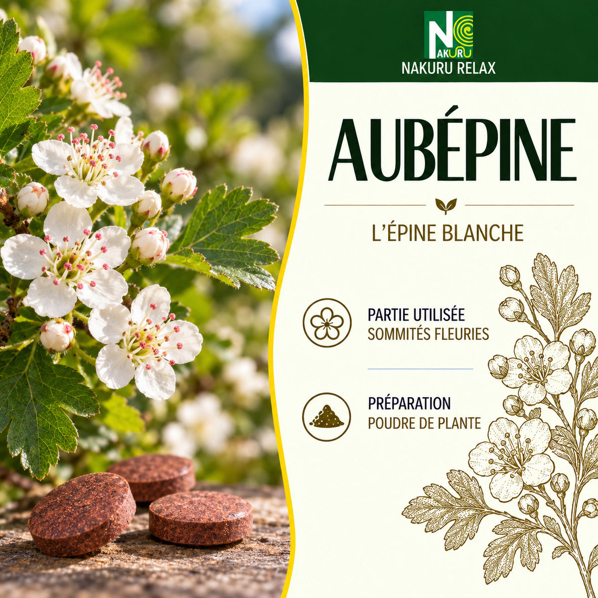 NAKURU Aubépine — 500 comprimés — Présentation