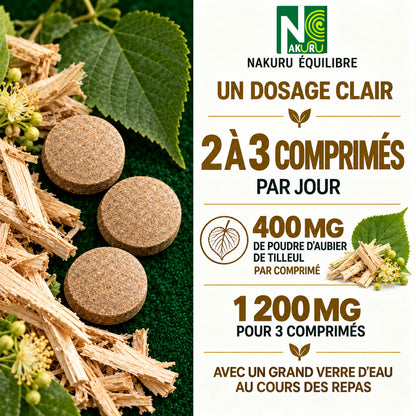 NAKURU Aubier de Tilleul — 90 comprimés — Dosage