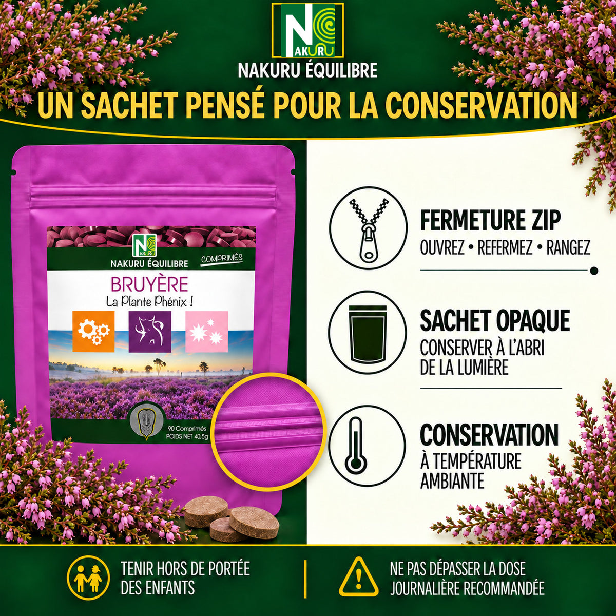 NAKURU Bruyère — 500 comprimés — Conservation