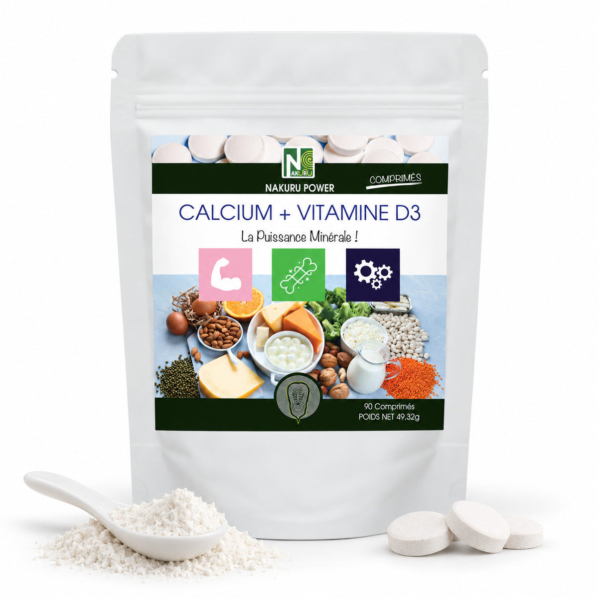 NAKURU Calcium + Vitamine D3 — 90 comprimés — Packshot