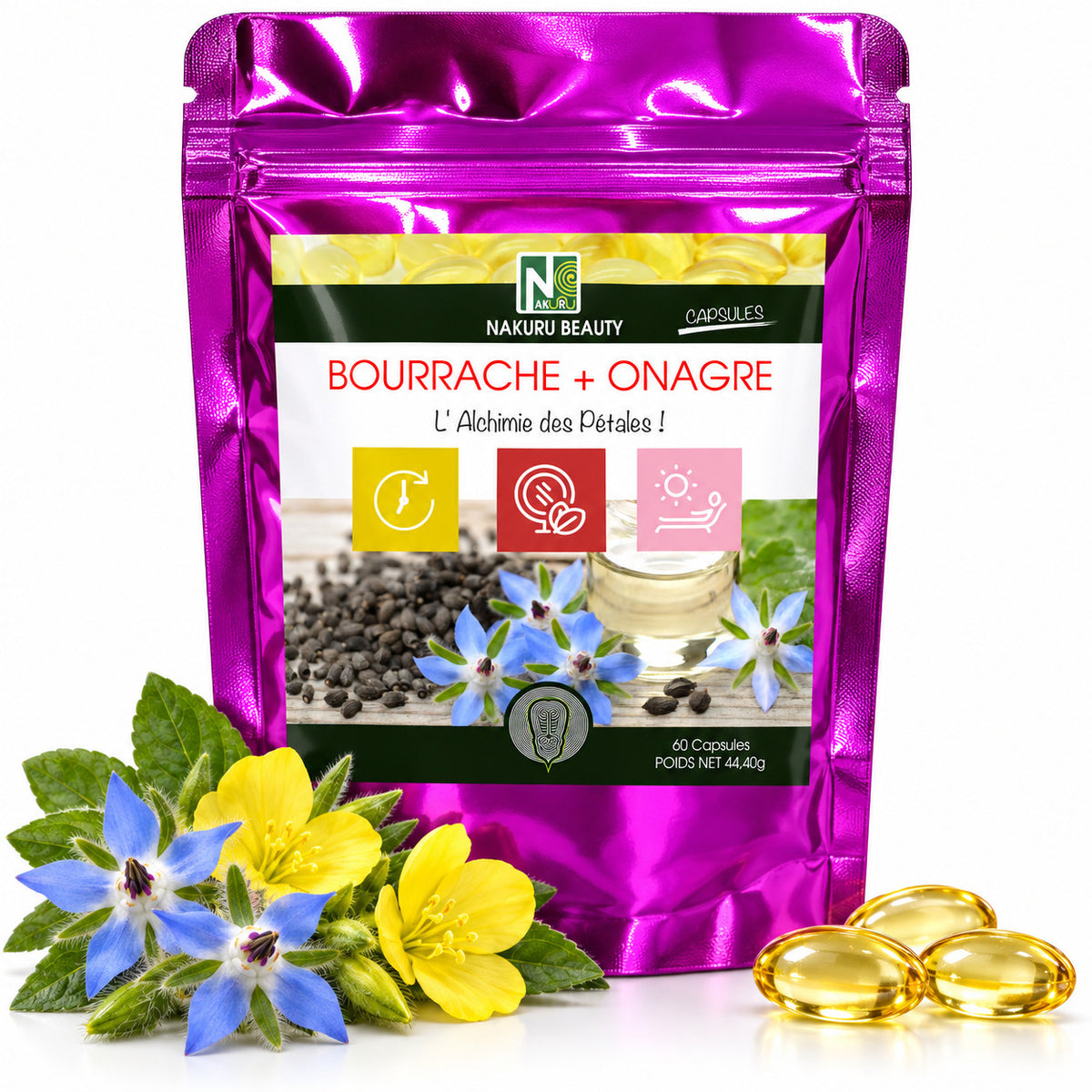 NAKURU Bourrache + Onagre — 60 capsules — Packshot