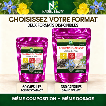 NAKURU Bourrache + Onagre — 60 capsules — Formats
