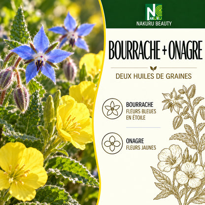 NAKURU Bourrache + Onagre — 60 capsules — Présentation