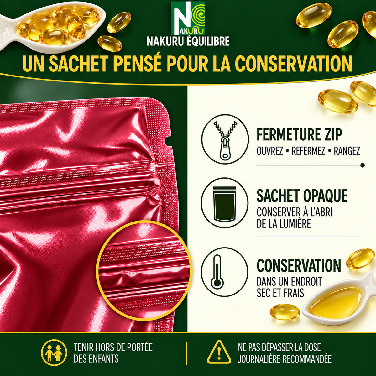 NAKURU Foie de Morue — 360 capsules — Conservation