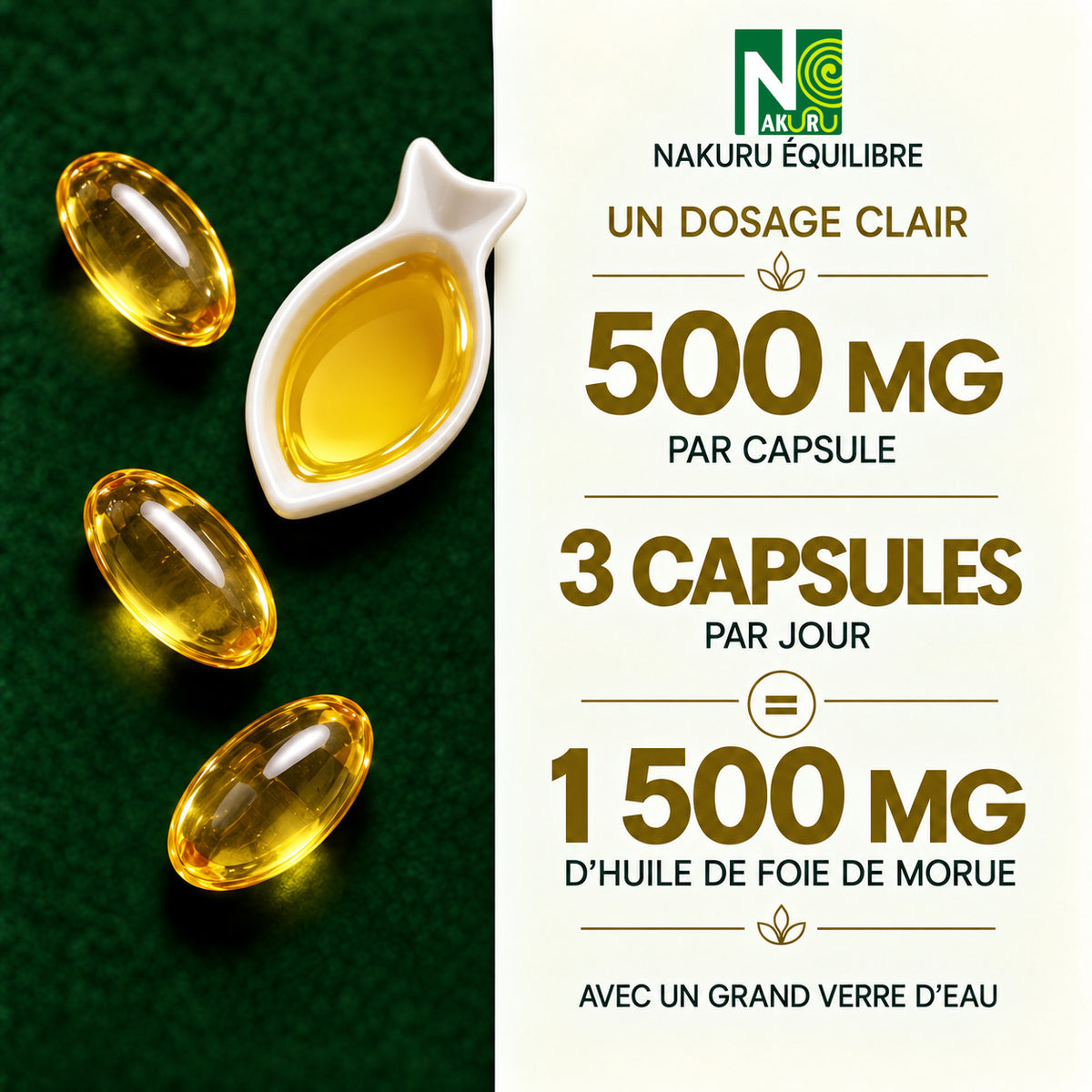 NAKURU Foie de Morue — 360 capsules — Dosage