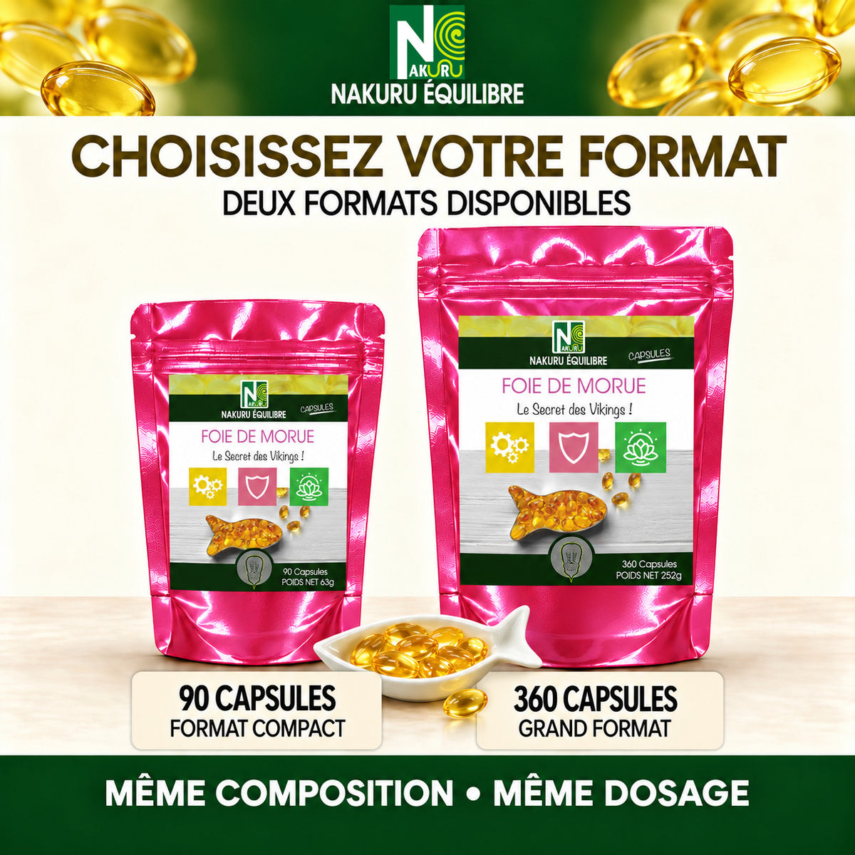 NAKURU Foie de Morue — 360 capsules — Formats