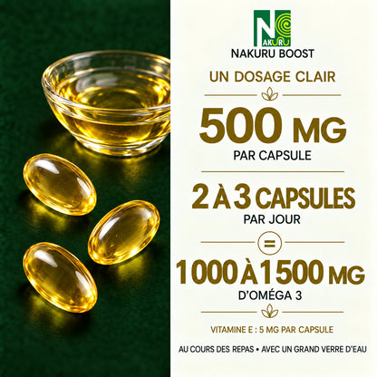 NAKURU Oméga 3 — 360 capsules — Dosage