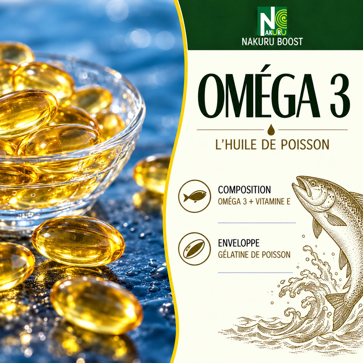 NAKURU Oméga 3 — 360 capsules — Présentation