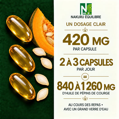 NAKURU Pépins de Courge — 60 capsules — Dosage