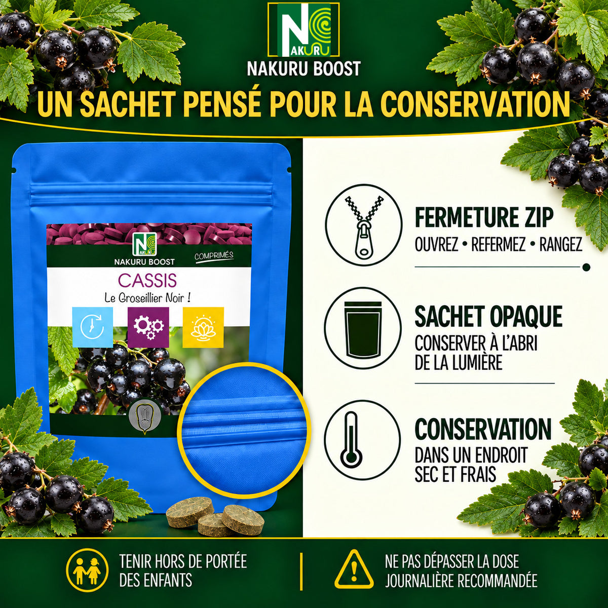 NAKURU Cassis — 90 comprimés — Conservation