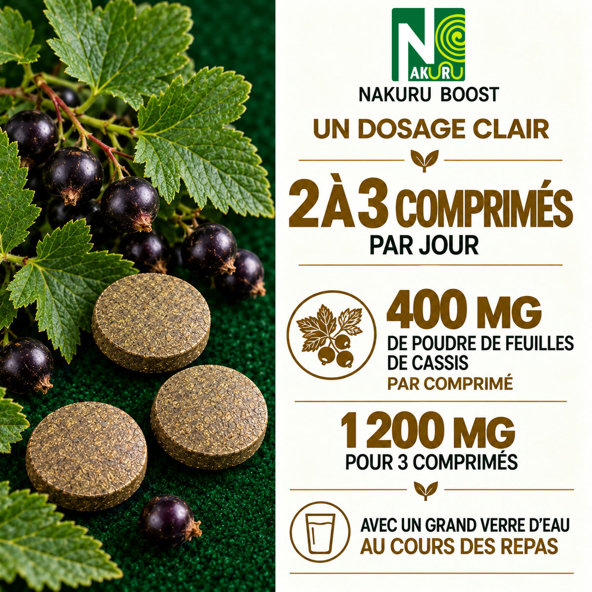 NAKURU Cassis — 90 comprimés — Dosage