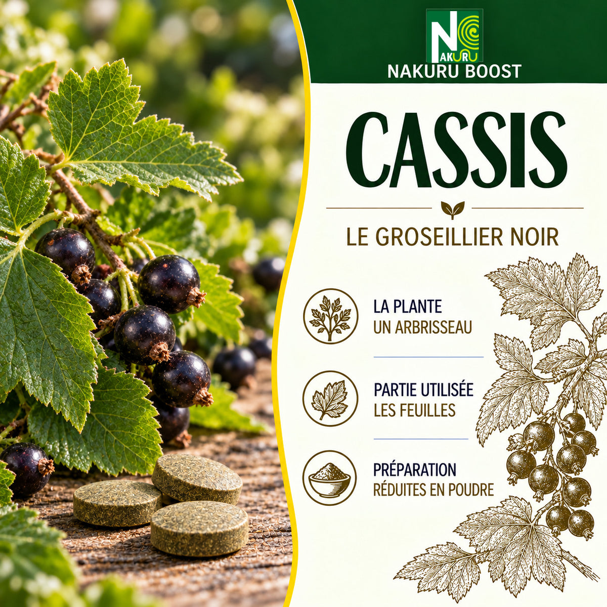 NAKURU Cassis — 90 comprimés — Présentation