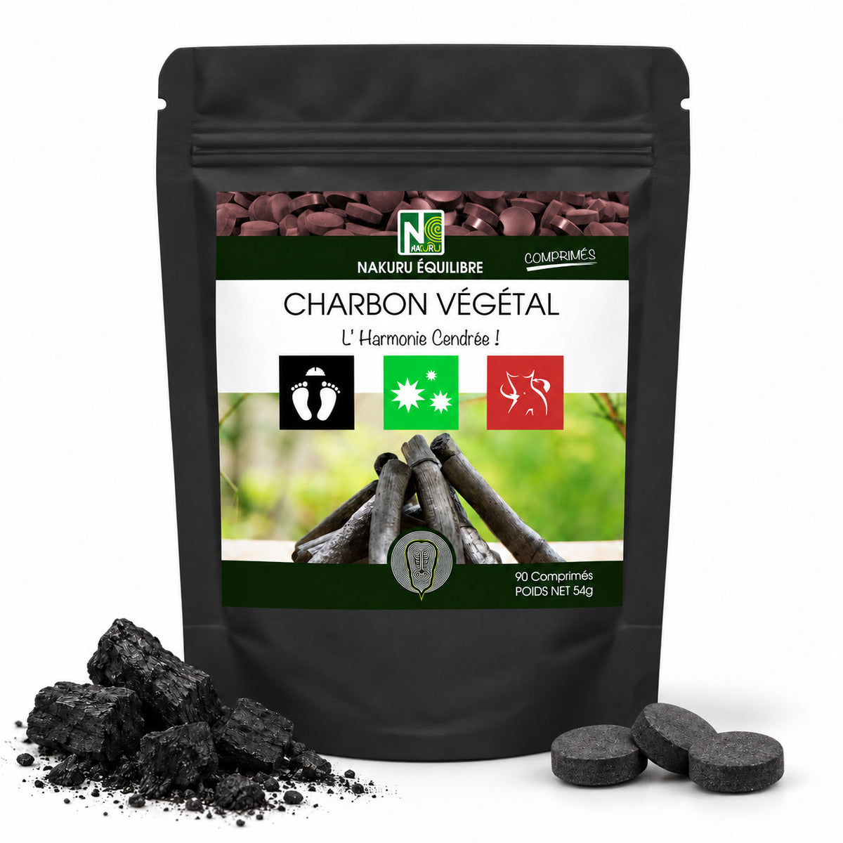 NAKURU Charbon Végétal — 90 comprimés — Packshot