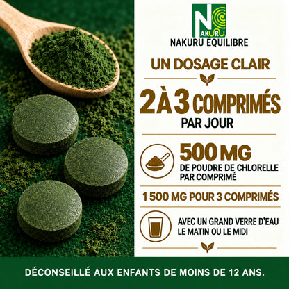 NAKURU Chlorelle — 500 comprimés — Dosage