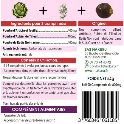 NAKURU Détox — 90 comprimés — Étiquette dos