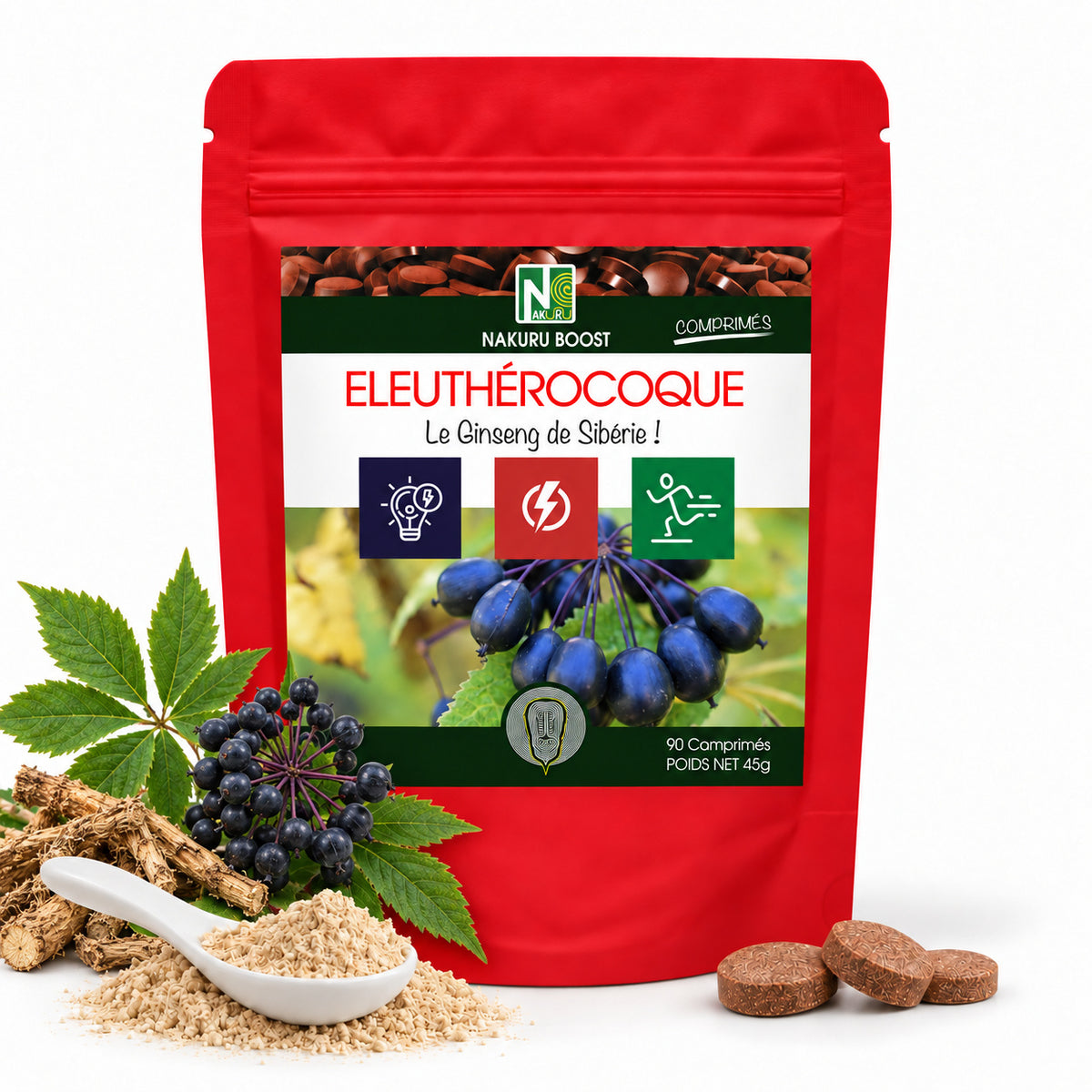 NAKURU Éleuthérocoque — 90 comprimés — Packshot